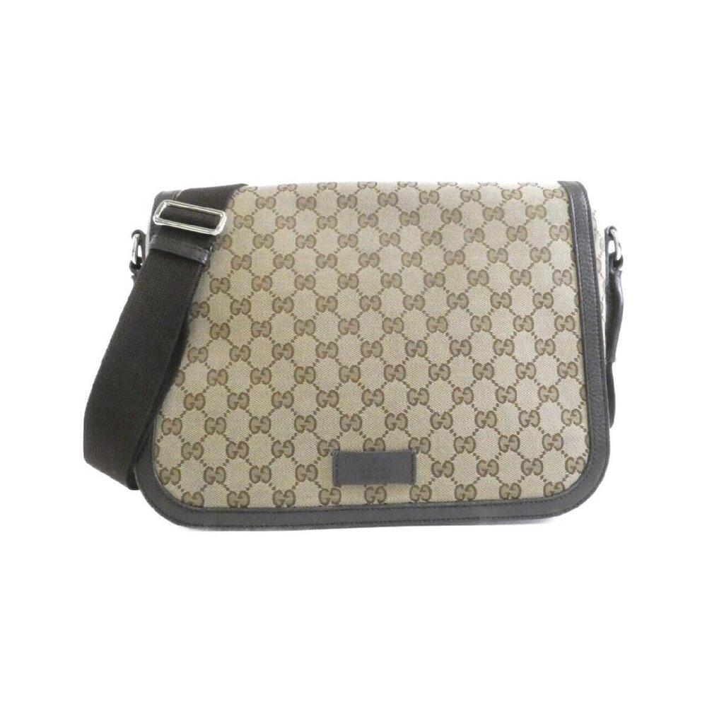 Gucci GG Canvas Messenger Bag monogram brown leather